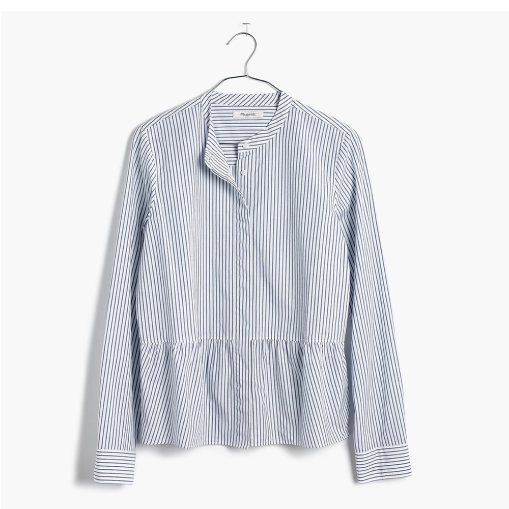 Madewell lakeside peplum striped shirt. - Picture 6 of 8